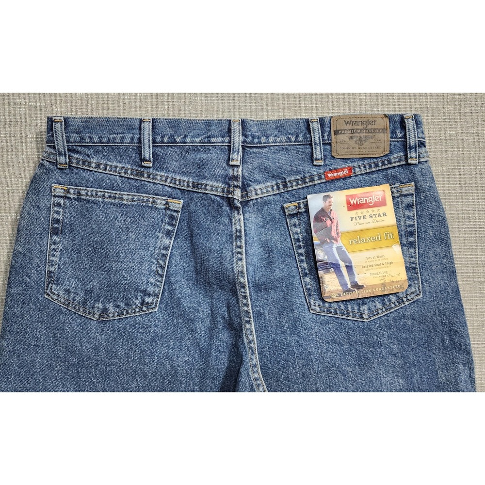 Wrangler Five Star Relaxed Fit Jeans Mens 38x29 Medium Wash Denim NEW - Picture 8 of 10